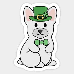 St Patrick French Bulldog White Sticker